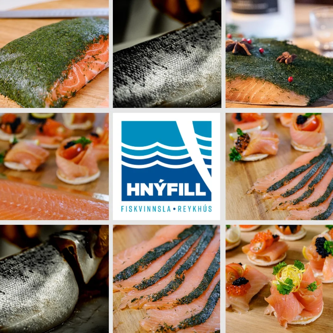 Blínís með reyktum laxi